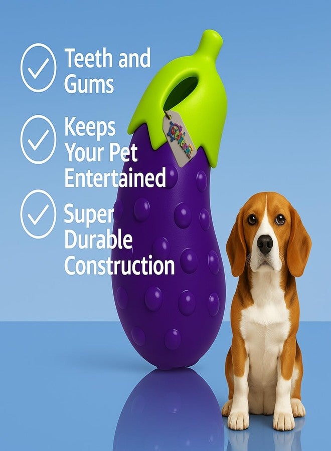 ويستيرن إرا لعبة صرير على شكل باذنجان للكلاب من العصر الغربي | تصميم مطاطي على شكل باذنجان للمضغ | صفارة مدمجة للمرح | سطح ناعم للجراء في مرحلة التسنين | لعبة تنظيف الأسنان | لعبة تفاعلية للعب والجلب (النوع 4) - Image 4